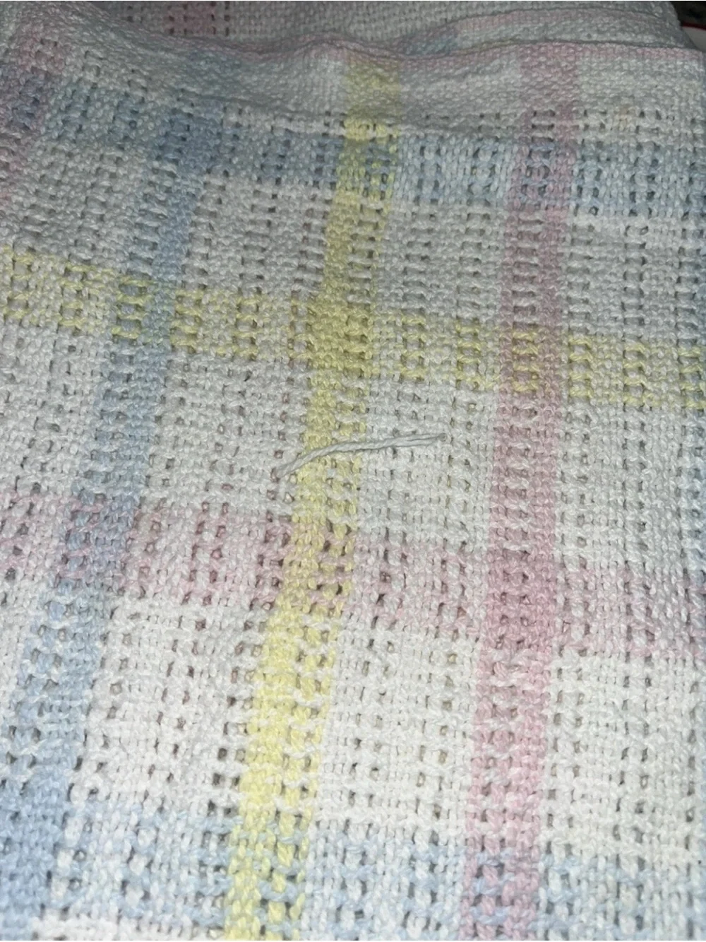 Vintage Beacon Thermal Baby Blanket Plaid 100% Cotton Waffle Weave Pastel